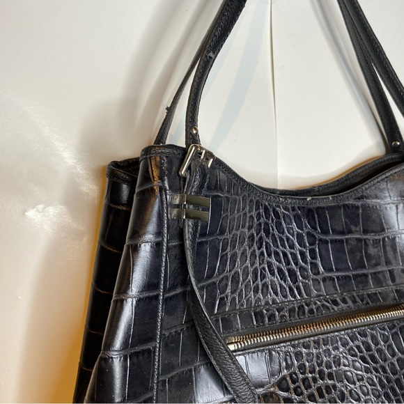 Franco Sarto moc Croc Faux leather shoulder tote handbag NWOT compartments lined - Picture 5 of 10